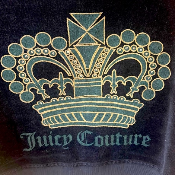 Juicy Couture Velour Hoodie XL Blue Rhinestone Crown Logo – Runs Small.